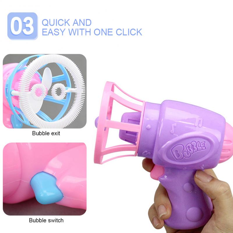 3IN1 Bubble Blower Machine Toy Kids Soap Water Bubble Gun Blower Summer Outdoor For Party And DIY