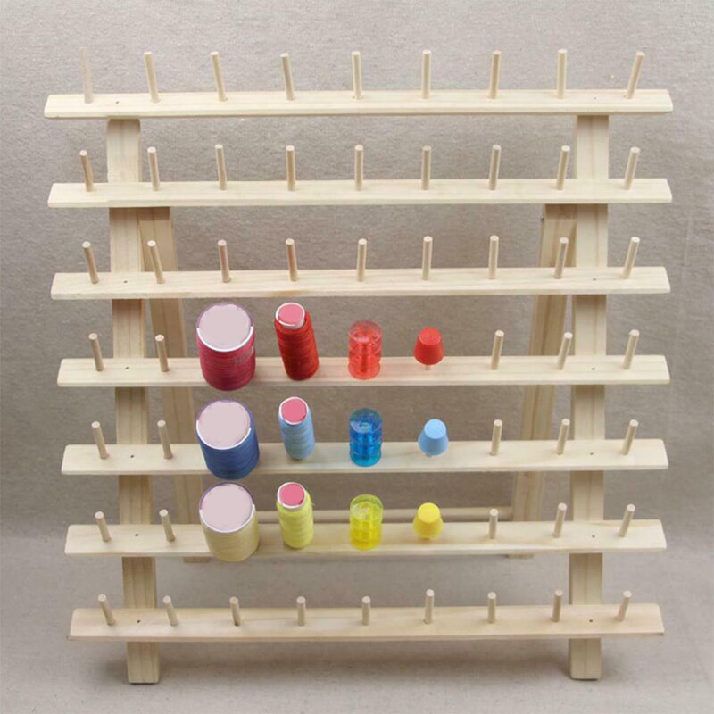 Threaded With Rack Tool 63 Spools Sewing Tool Thread Rack Wooden Organizer... – Grandado