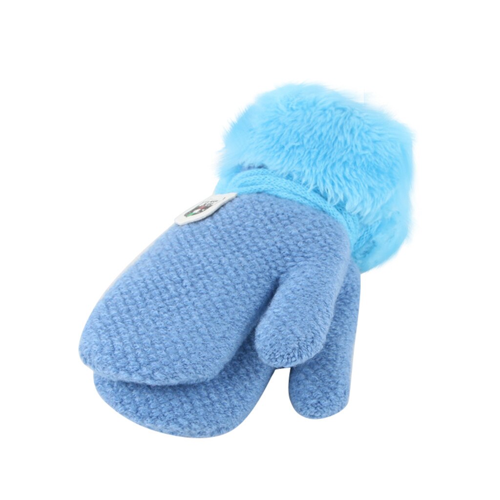 Navidad ofertas Winter Baby Fäustlinge Handschuhe Für Mädchen Solide Kinder Warm Halten Verdickung Und Furring Gestrickte Handschuh детские