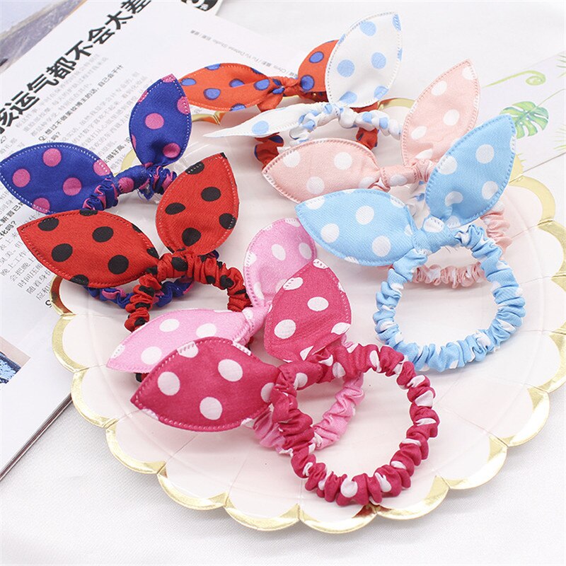 20 cores aleatórias enviado 10 pçs kawaii adorável coelho bowknot headbands orelhas de coelho ponto headwear elástico corda de cabelo