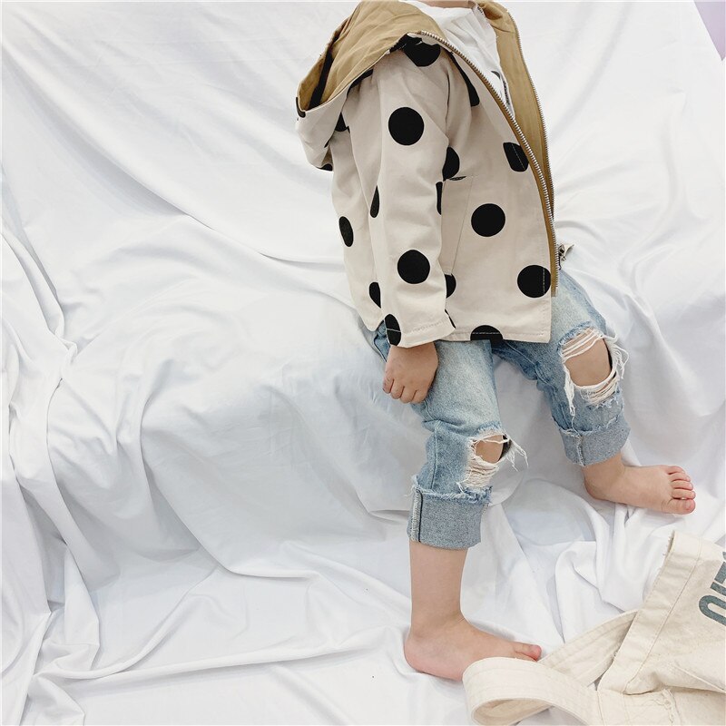 Humor Bear-veste et manteau d'automne | Veste et manteau à capuche pour garçons, coupe-vent, veste à pois deux côtés, vêtements d'automne pour petits enfants,