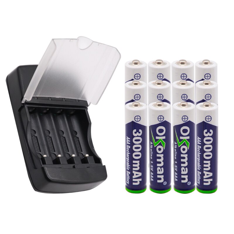 AAA Batterij 3000 mah 1.5 V Alkaline oplaadbare batterij voor Afstandsbediening Speelgoed licht Batterij en alkaline smart charger