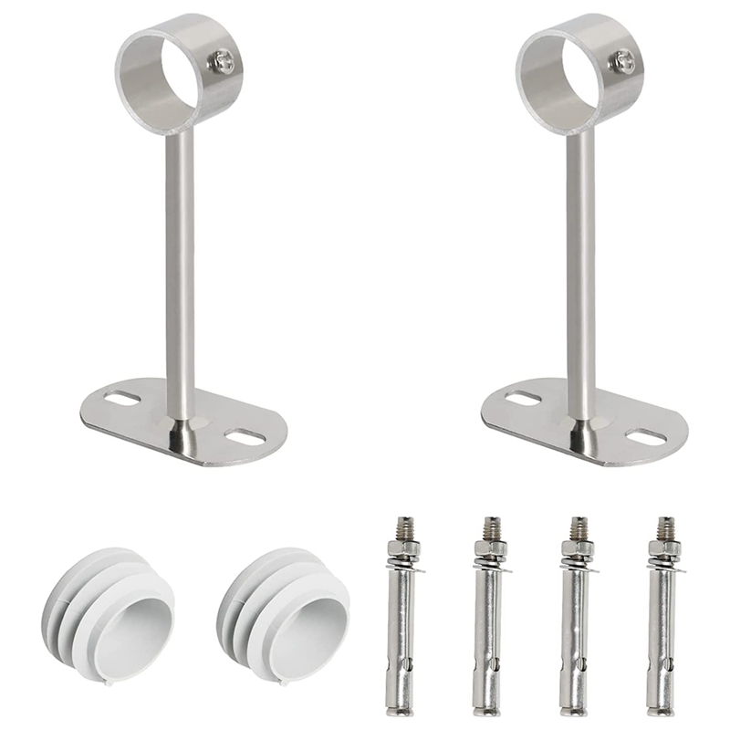 Ceiling-Mount Bracket, Wardrobe Pipe Bracket, Wardrobe Rod Lever Support Holder Pipe Flange Socket 2Pcs