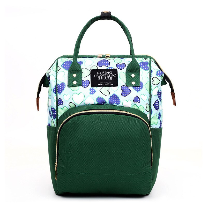 Style Multi-functional Diaper Bag Hand Diaper Bag Large WOMEN'S Bag Mommy Bag Contrast Color Backpack Women's: Green