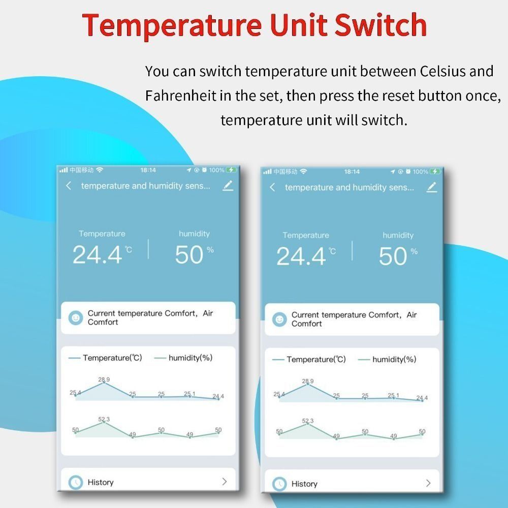 Intelligent WiFi Temperature Humidity Sensor Battery Powered Wireless Remote Monitor Humidity Temperature Monitor Convenient