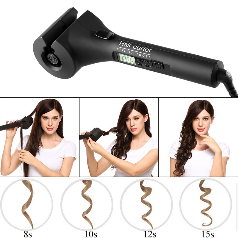 Rizador de pelo automático con pantalla LCD, rizador mágico portátil de cerámica de viaje, calefacción en , herramientas de estilismo para el cabello