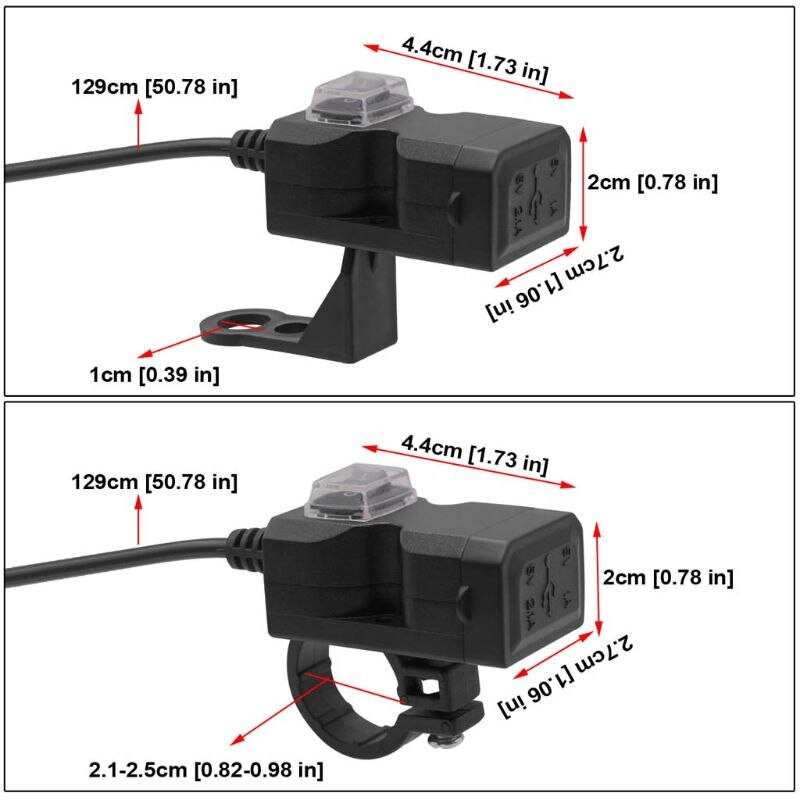 Wasserdichtes 12v-24v -in-1-motorrad-lenkerspiegel-netzteil mit ein-/ausschalter und dual-usb-ladeadapter