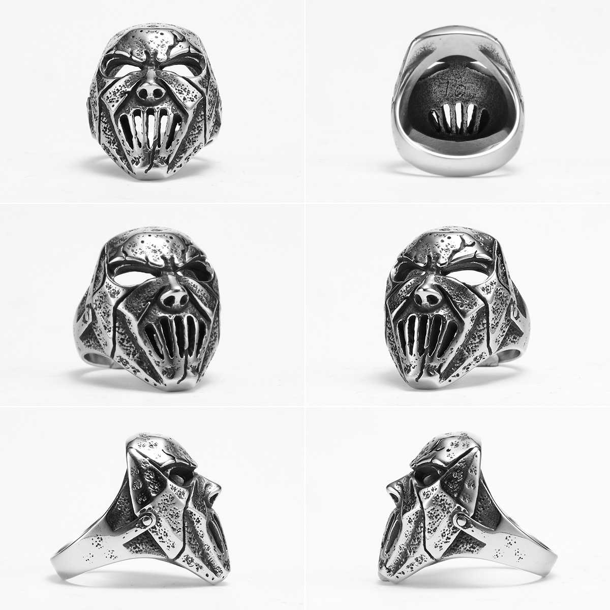 Rock Star masque crâne en acier inoxydable hommes anneaux Punk pour hommes femmes bijoux