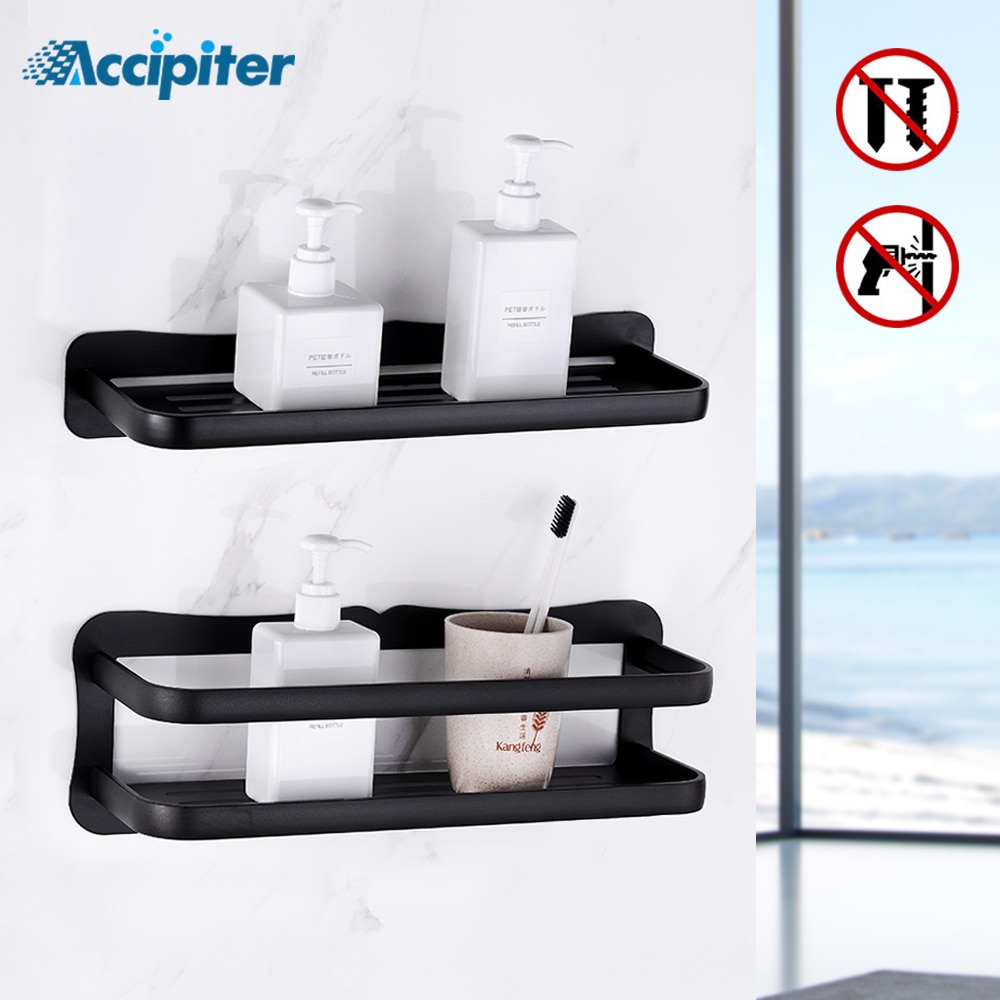 Aluminum Bathroom Shelf Bathroom Shelves Wall Mount Bathroom Shelf Bathroom Kitchen Storage Rack Easy to Install