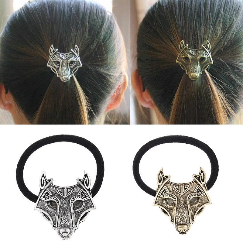 Mode Hoofd Sieraden Noord Vikings Wolf Haarbanden Wolf Hoofd Elastische Haar Elastiekjes Haar Touw Vrouwen