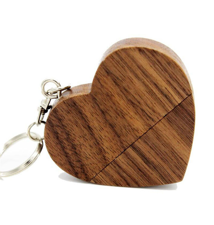 JASTER (over 10 PCS free LOGO) walnut wooden heart box USB flash drive pendrive 8GB 16GB 32GB 64GB memory stick: 4GB / Walnut no BOX