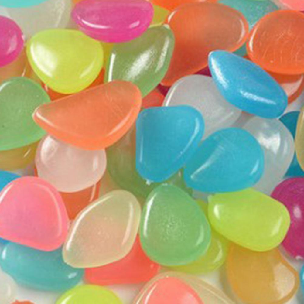 100Pcs Luminous Pebbles Eco-friendly Warm Light Resin Glow in the Dark Pebbles for Home