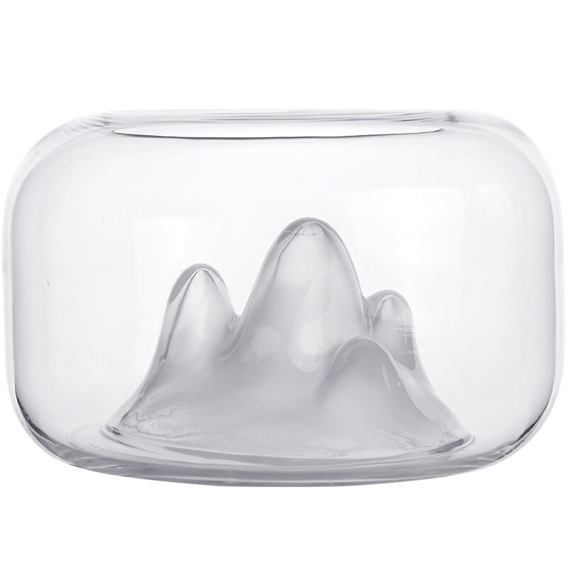 Japanischen stil transparent Glas Schnee Berg Fisch Panzer Schreibtisch Hydrokultur Vase Mikro Landschaft Dekorative Blume