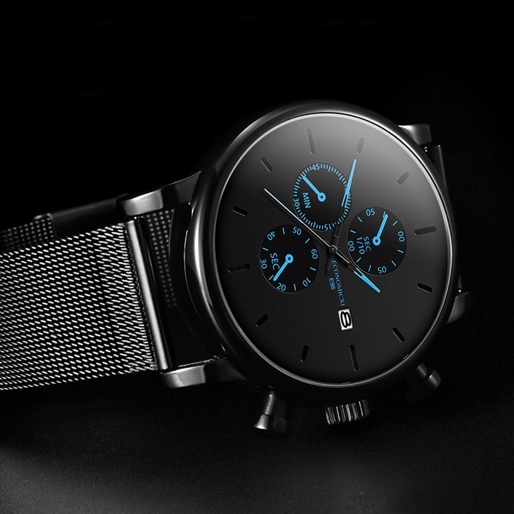 Relojes ECONOMICXI para hombre reloj de cuarzo luminoso para hombre reloj deportivo resistente al agua de acero malla delgada informal reloj Masculino #12
