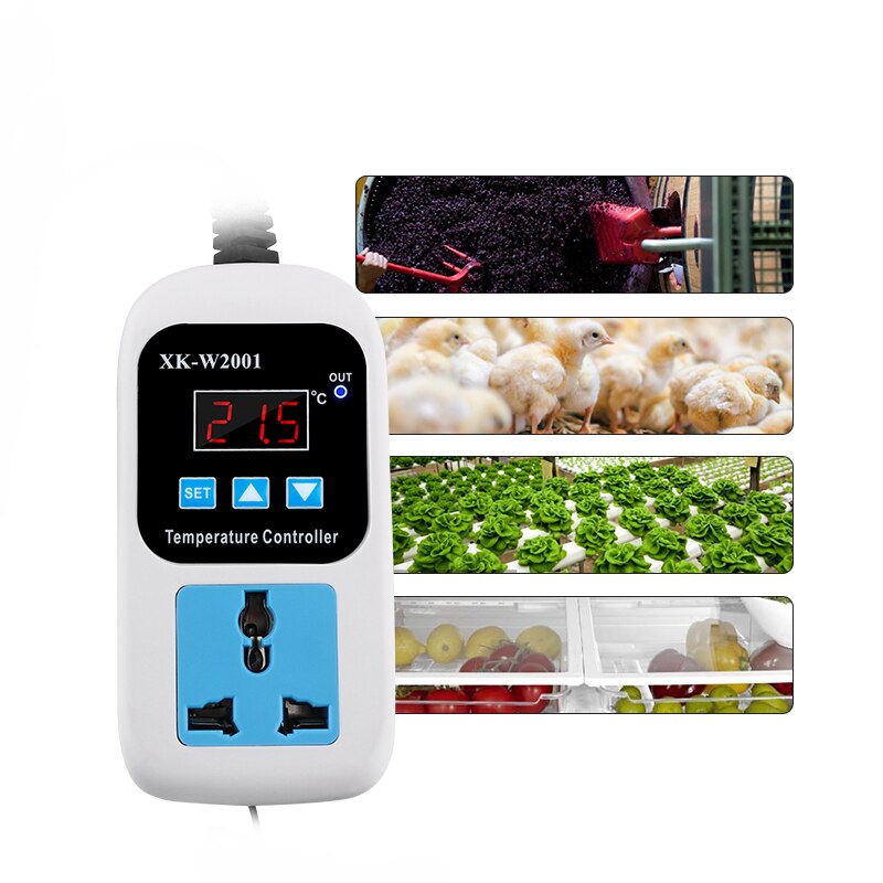 EU Thermostat Digital Temperature Controller LED Thermometer Microcomputer Delay start With Probe 110-220V 1500W For Beer Brew