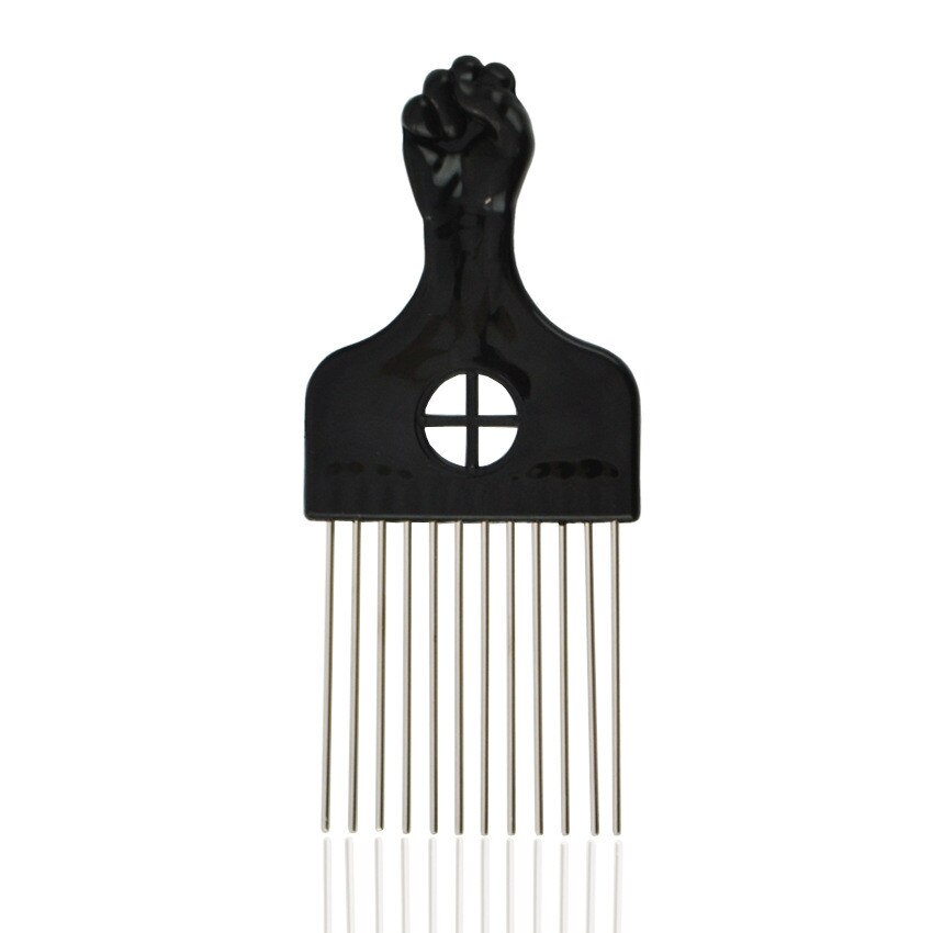 3 Size Black Fist Afro Metal Comb African Hair Pik Comb Brush Salon Hairdressing Hairstyle Styling Tool