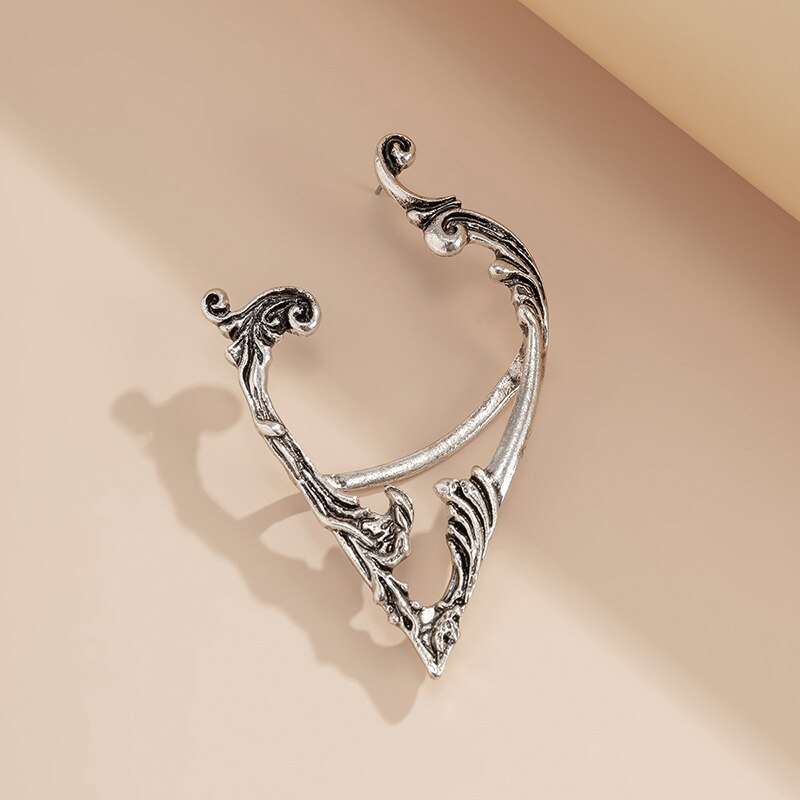 Pendiente de orejas de elfo sin agujero en la oreja para mujer, pendiente de Clip hueco Retro para mujer, joyería de Halloween de estilo étnico de , 1 pieza