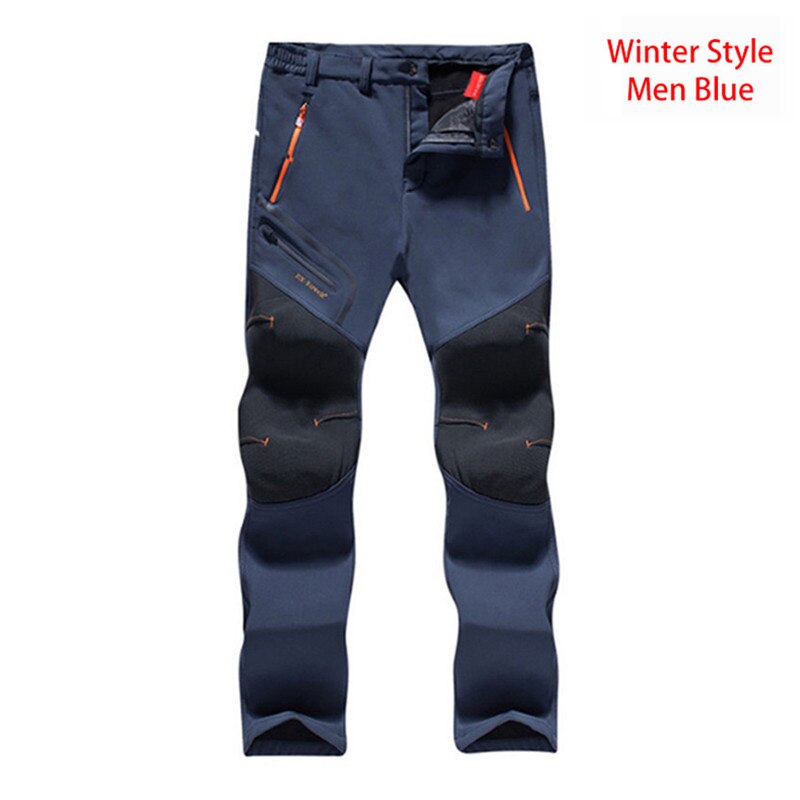 LUTU warm Autumn Winter Softshell Hiking Pants Men Waterproof Outdoor Trousers Sports Camping Trekking cycling ski fleece Pants: men blue / Asian Size XL