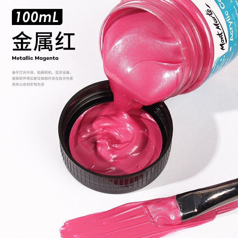 100ml Set Wall Painting Waterproof Diy Fluorescent Metallic Acrylic Paint: Metallic red