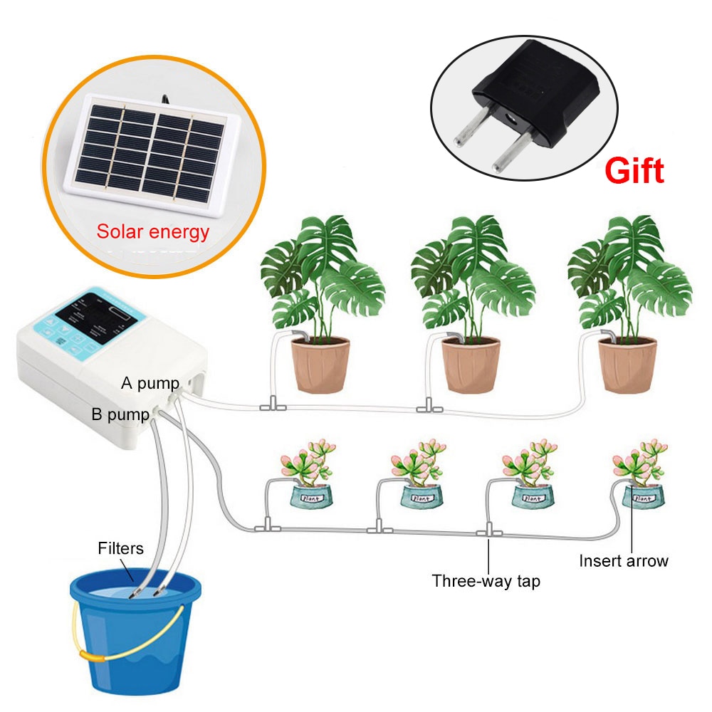 Newest Intelligent Garden Automatic Watering Device Solar Energy Charging Water Pump Timer System Potted Plant Drip Irrigation