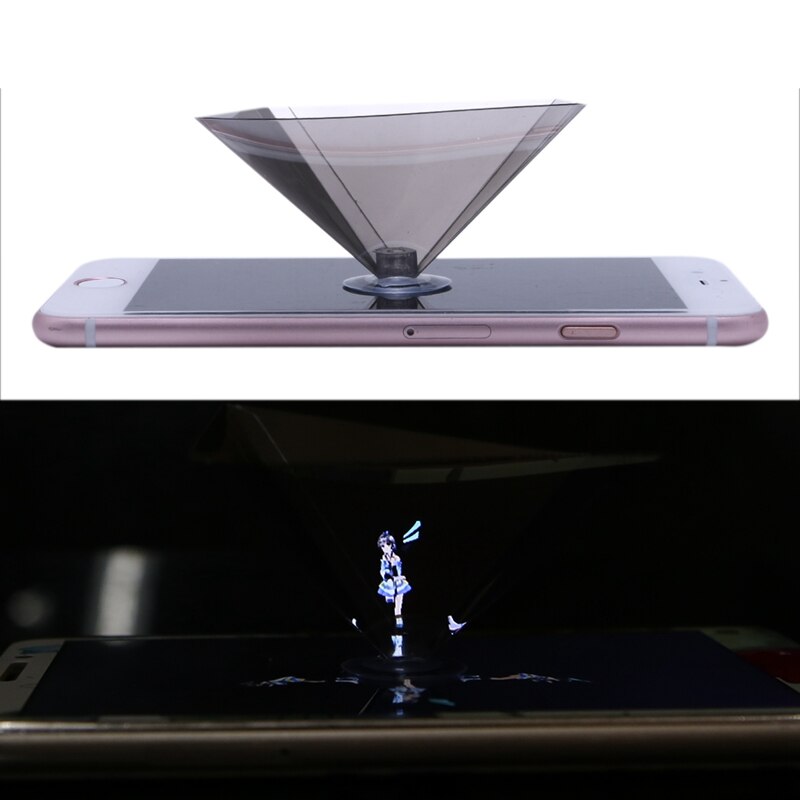 3d holografische projector piramide display met zuignap voor 3.5-6 inch smartphone