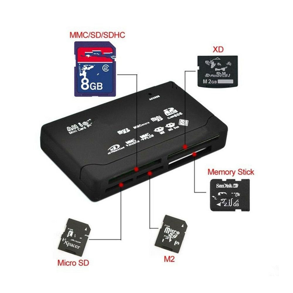 Usb All In One Memory Kaartlezer Voor Usb Externe Mini Micro Sdhc Sd Xd MS Cf Tf M2 Lezen en Schrijven Flash Memory Kaartlezer