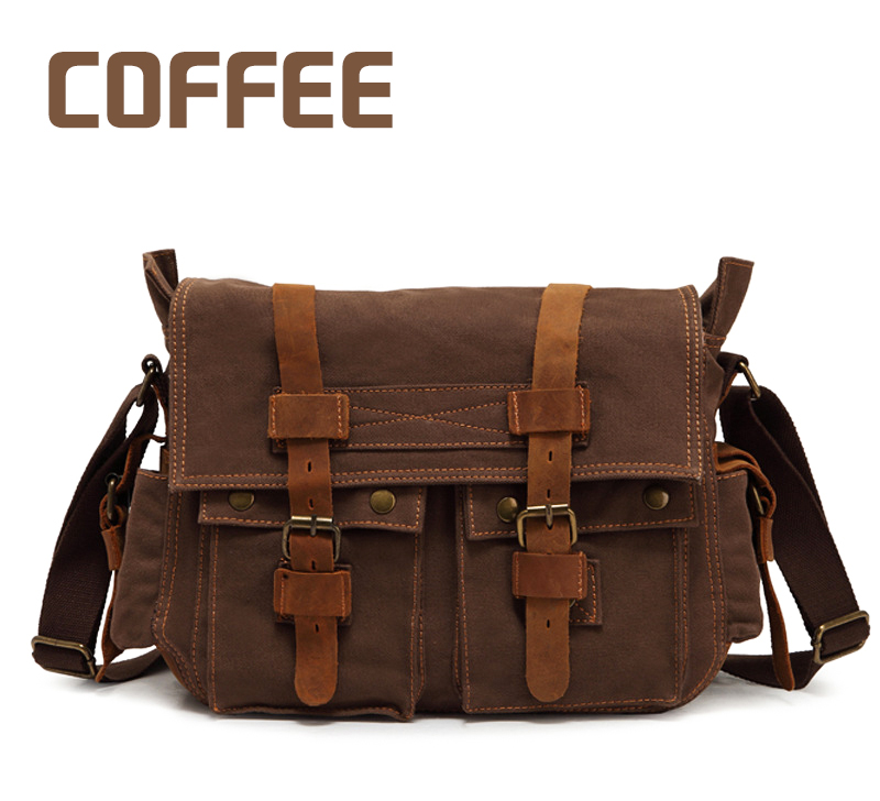 Markroyal Canvas Lederen Heren Grote Crossbody Tas Mannelijke Messenger Bag Schoudertas Grote Capaciteit Satchel: Coffee