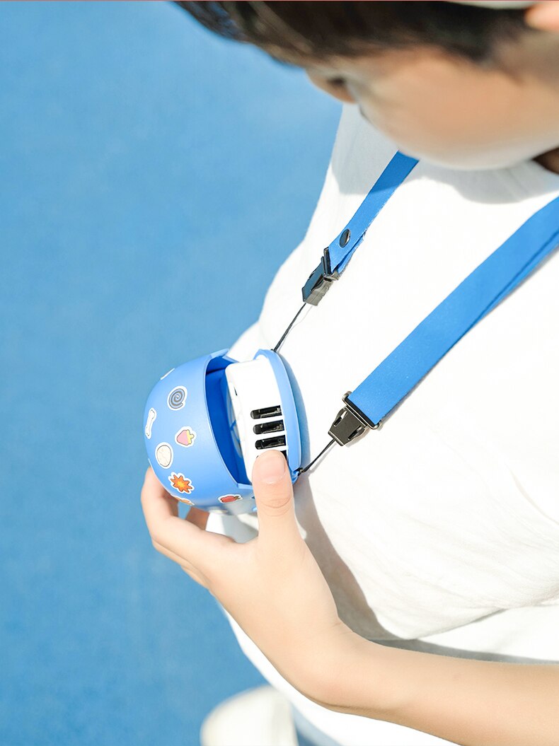 Children hanging neck portable small fan hair dryer mini lazy hanging neck primary school students outdoor pocket electric fan
