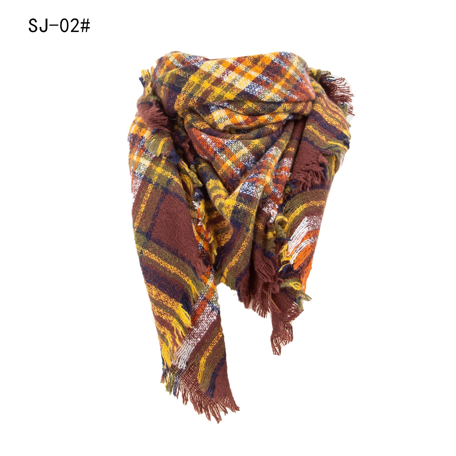 Women Winter Scarf Triangle Knitted Scarf Casual Ladies Plaid Pashmina Shawl and Wrap Female Foulard Scarves Echarpe Bufanda: Coffee