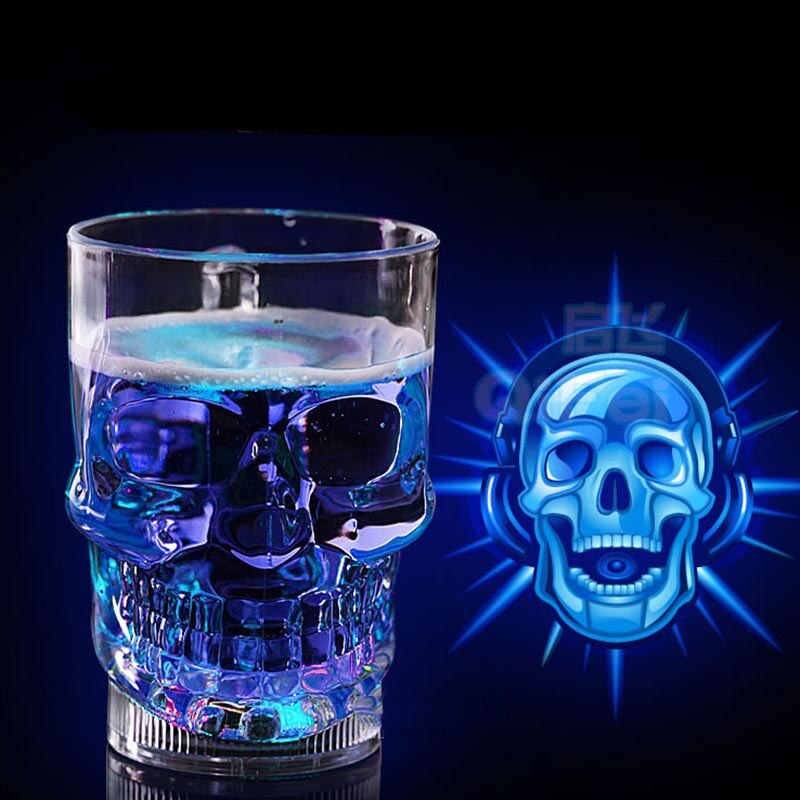 Skull Cup Automatic glow Lighting Mug LED Party Bar Pub Kitchen Wine Food Grade Plastic Mug