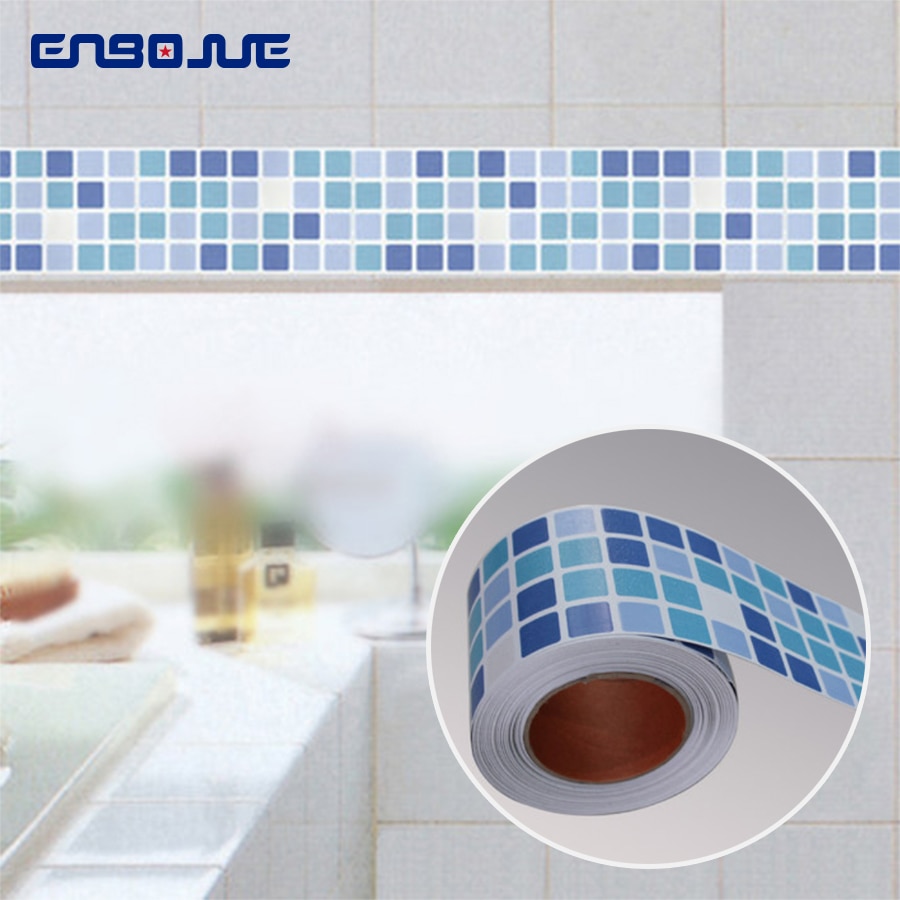 100x9.5CM Slaapkamer Woonkamer Waterdichte Plint Taille Lijn Muurstickers Wc Badkamer Tegels Sticker Mozaïek Behang Grens