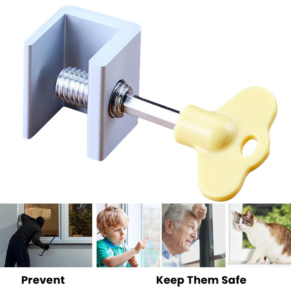 4/6/12 Pcs Aluminum Alloy Stop Locks Door Sliding Window Locks Stop Frame Security Lock With Keys Security Lock Window