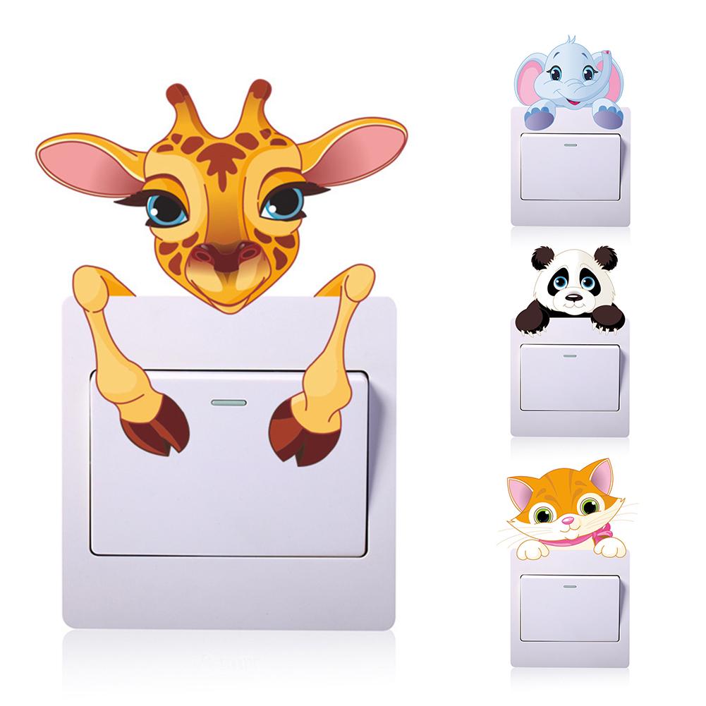 Olifant Panda Light Switch Button Sticker Socket Cover Decal Remoable Muursticker Kinderkamer Nursery Home Decor