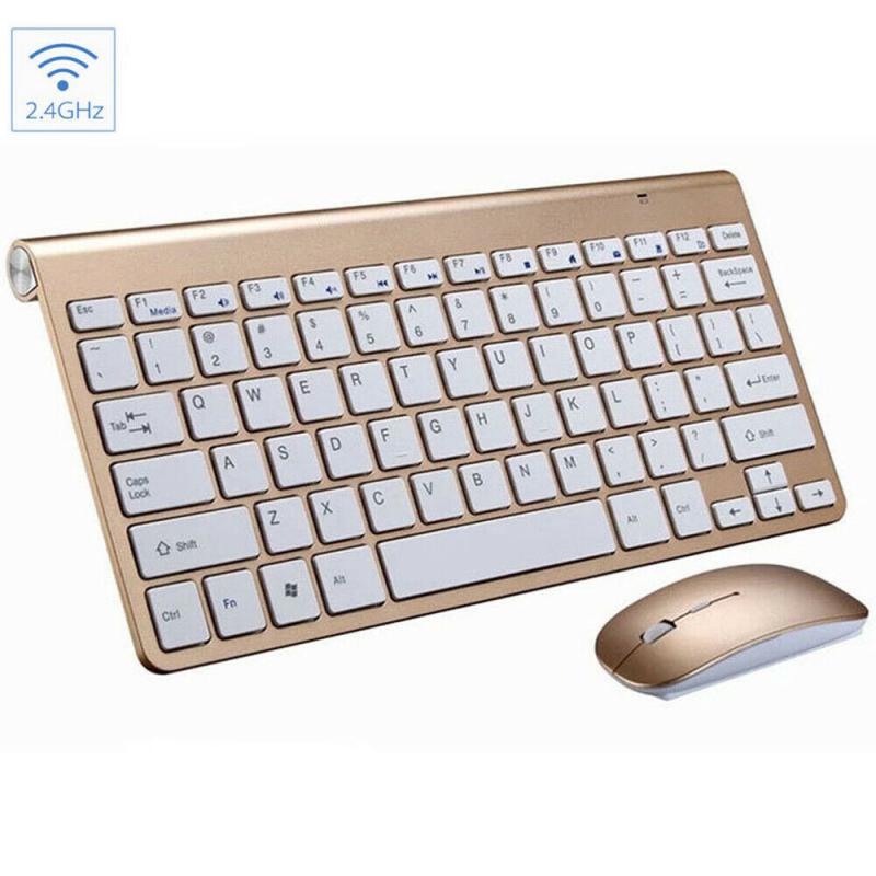 2.4G Draadloze Toetsenbord En Muis Mini Multimedia Toetsenbord Muis Combo Set Voor Notebook Laptop Desktop Pc Kantoorbenodigdheden: golden