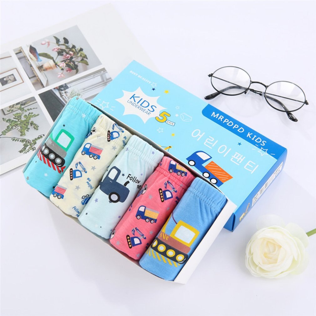 5Pcs Children'S Underwear Cartoon Triangle Cotton Underwear 1-13 Year Old Baby Boy'S Cotton Underwear: Default Title