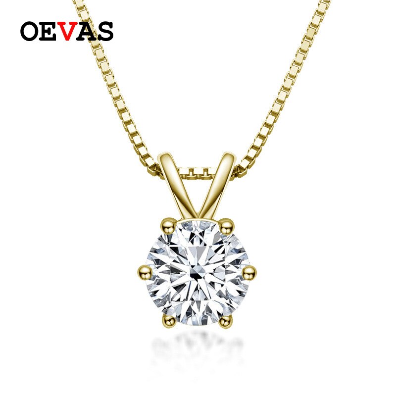 OEVAS solidna 925 srebrna iskrząca prawdziwa 1 karatowa D kolor Moissnaite wisiorek Neclace Birdal impreza Cienki biżuteria Hurt