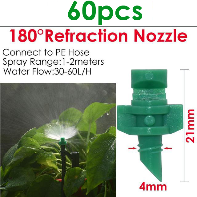 20PCS 90/180/360 Degree Angle Simple Refraction Nozzle Sprinkler Head Thread Connection Garden Tree Irrigation Mist Sprayer: B-180-60PCS
