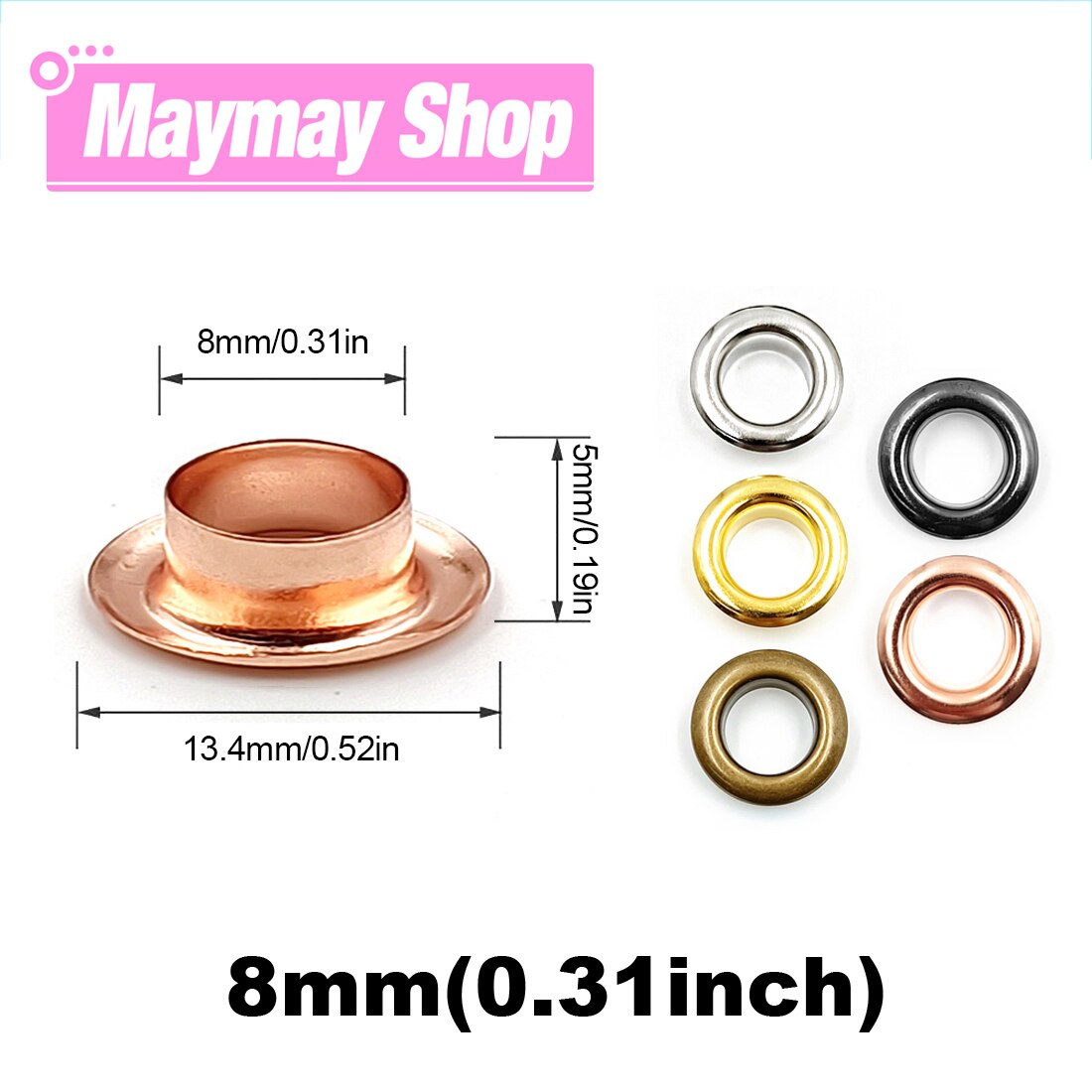 50pcs 8mm Hole Metal Eyelets Grommets with Washer Punch Set Tool Diy Leathercraft Accessories Clothes Shoes Belt Cap Bag Tags: Mix Color