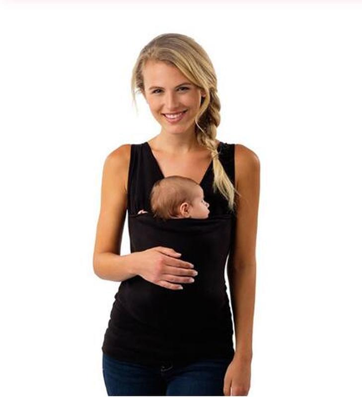 Maman Babysitting T-shirt sans manches solide parentale porte-bébé mère kangourou T-shirt femmes pour l'été