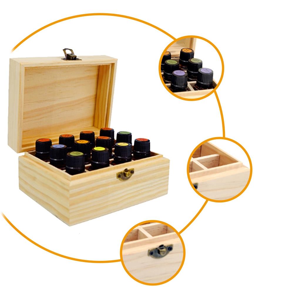 12 Grids Holz Aromatherapie Ätherisches Öl Ausgezeichnete 5-15ml Dekorative Kiefer Holz Boxen Organizer Lagerung Tasche Hause Dekoration