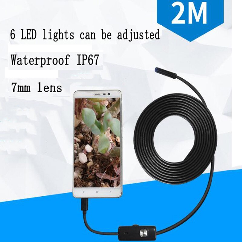7MM Endoscoop Camera Flexibele USB Mini Endoscoop Camera IP67 Waterdichte 6 LEDS Harde Kabel Endoscopie Camera Voor Android PC