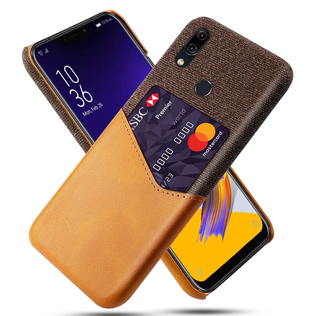 DCK Panno Duro con La Carta Del Telefono di Protezione in Pelle Custodie per Asus Zenfone 5 ZE620KL sottile ibrido Duro Platic Copertura Posteriore: Arancione