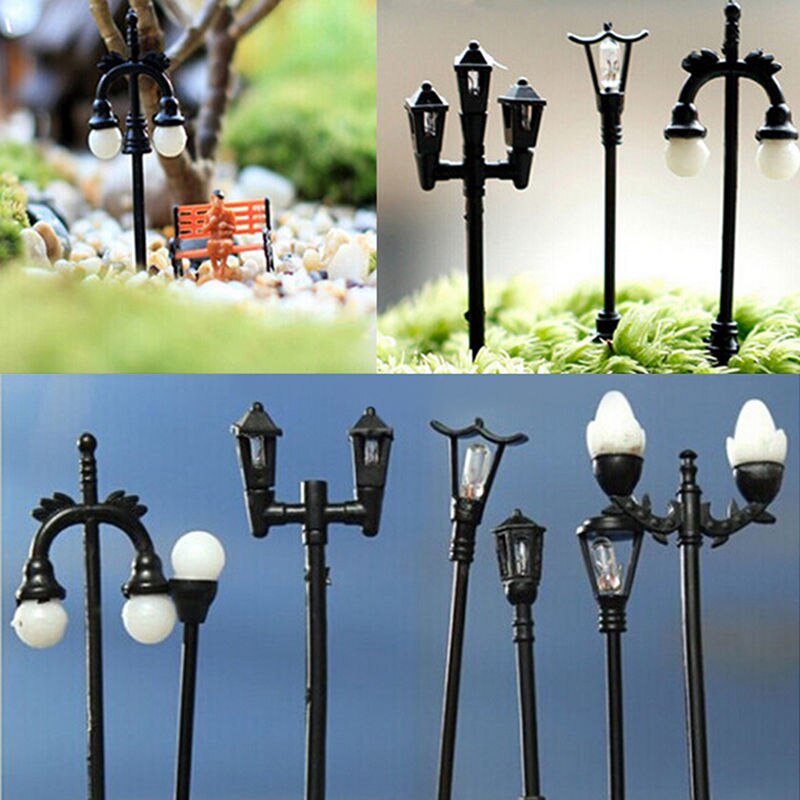 Nueva miniaturas de jardín Mini farola hadas terrarios con musgo escritorio botella jardín artesanía de resina