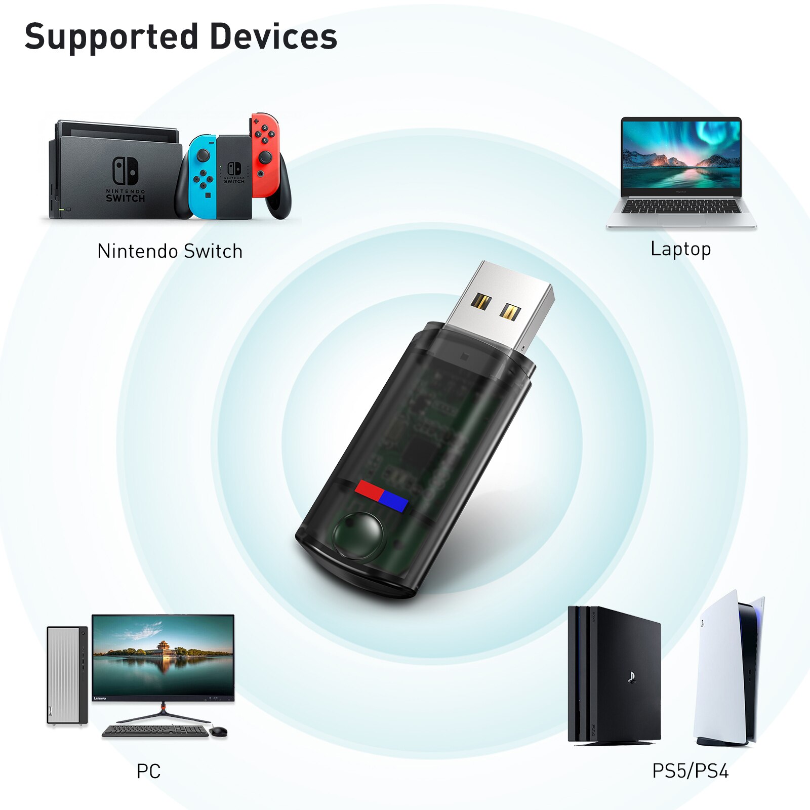 Edup usb bluetooth 5.2 trådløs bluetooth adapter gaming lydsender med lav latency plug and play til xbox /ps4/ps5/ pc