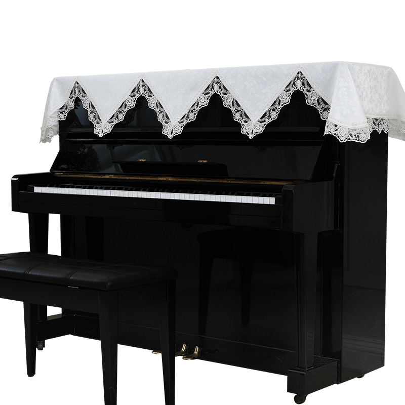 200 x 90cm thai broderet hvidt klaverovertræk blonder støvdæksel til klaver fuldt betræk klud støvtæt håndklæde