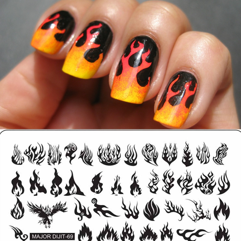 Fire Flame Nail Art Template Stamping Nail Kit Manicure Image Plaat 6*12cm DIY Polish Stamp Tool