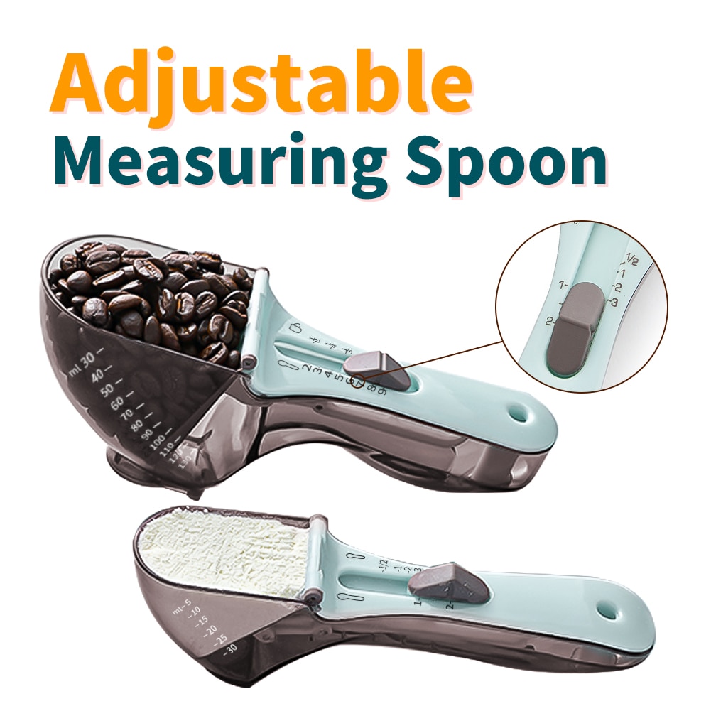 Meijuner Adjustable Measuring Spoons with Magnetic Snaps Portable Metering Scoop Precise Plastic Scale for Baking 30/130ML