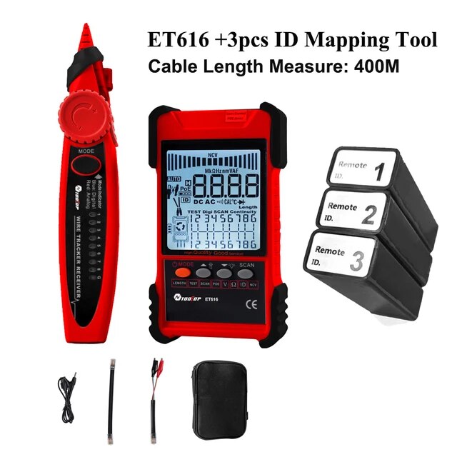 Ai äußern Sammlung Tooltop Netzwerk Kabel Tester Multimeter lan Kabel Verfolgung Poe Prüfung 400m/600m Länge messen Empfindlichkeit: Gelb