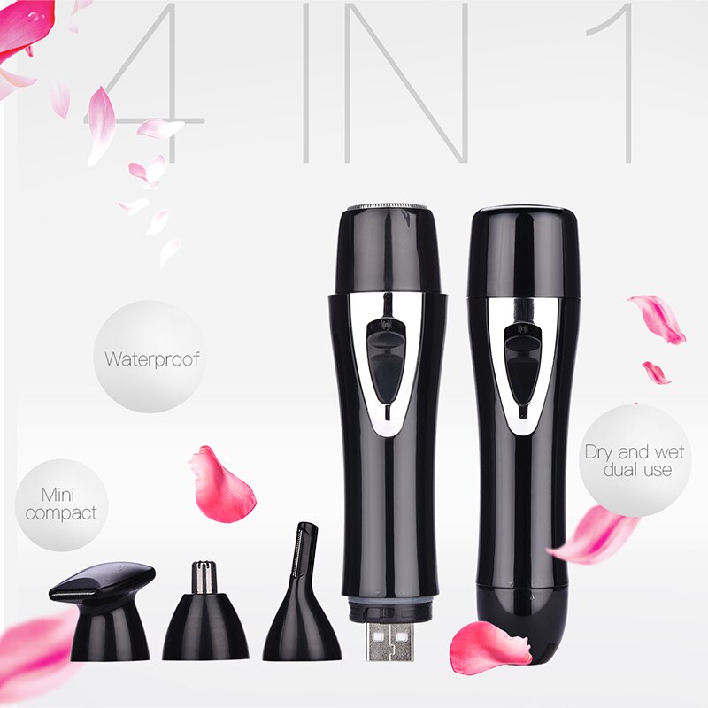 4 in1 elektrisk wonme hårfjerning dame shaver øre næse øjenbryn trimmer usb genopladelig barbering til bikini ansigt læbe arm ben krop