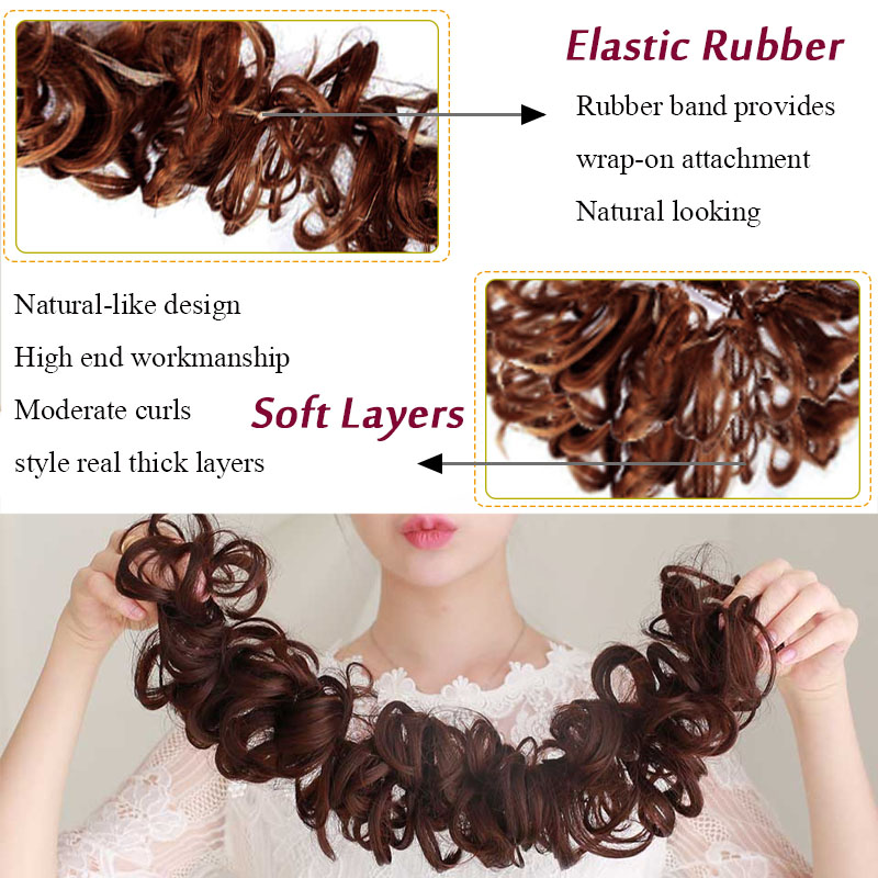AILIADE moño de extensiones de pelo sintético moño rizado Twining Donut moño para el cabello pieza de cabello o Scrunchie cabello recogido pelo